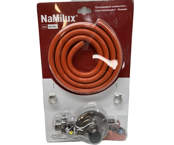 Регулятор давления сжиженного газа с защитой NaMilux NA-337SET + шланг 1,5м.NaMilux NA-337S/1-VN